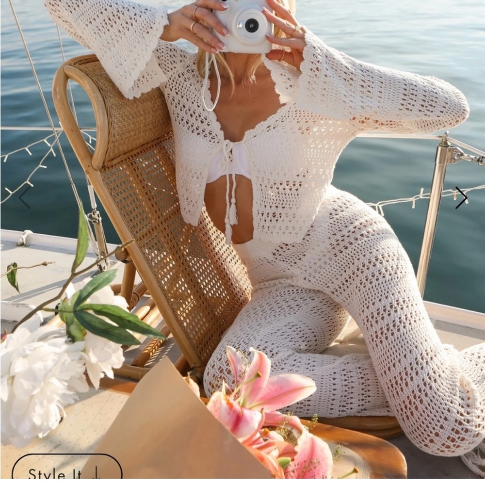 L*Space Golden Hour White Crochet Swim Set NWT Sz XS